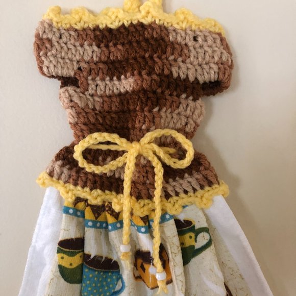 Crochet dress shape dish towel set, Handmade houswarming gift - Picture 7 of 13